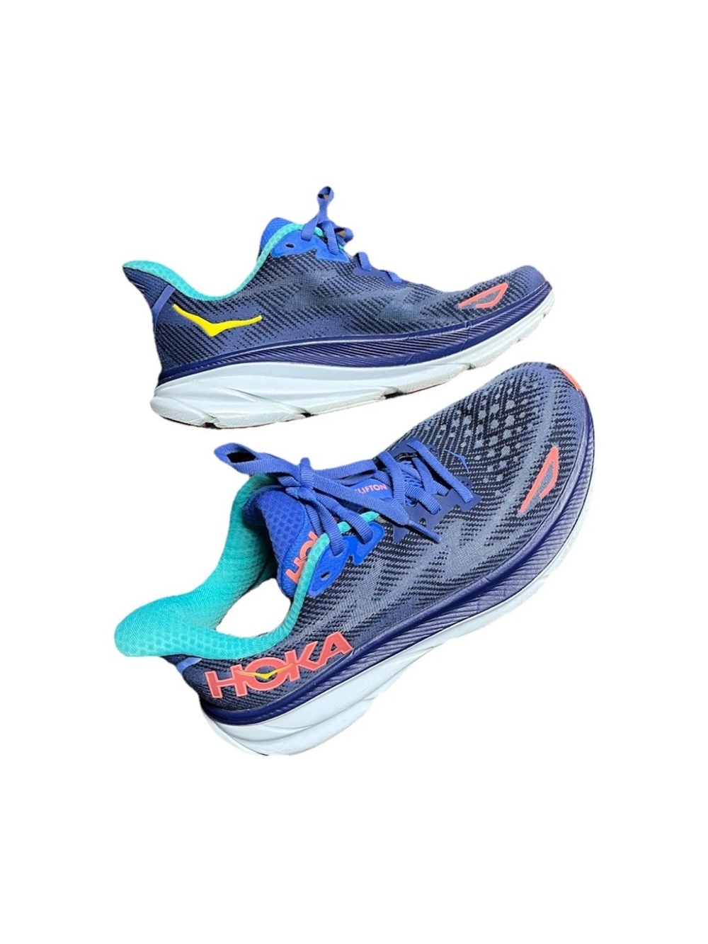Hoka Athletic Running Shoes - Navy Blue with Teal & Coral Highlights